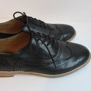 G H Bass & Co Erica Size 8 M Black Leather Oxford Dress Casual Shoes Lace Up